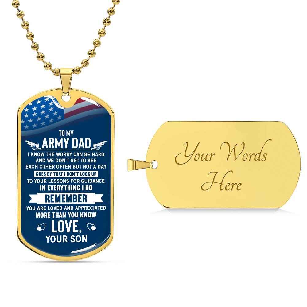 To My Army Dad, I  Know The Worry Can Be Hard Engraved Dog Tag