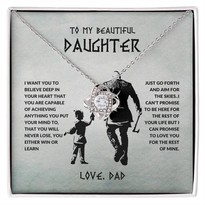 To My Beautiful Daughter I Want You To Believe Deep In Your Heart From Dad Love Knot Necklace - StarShineBox -