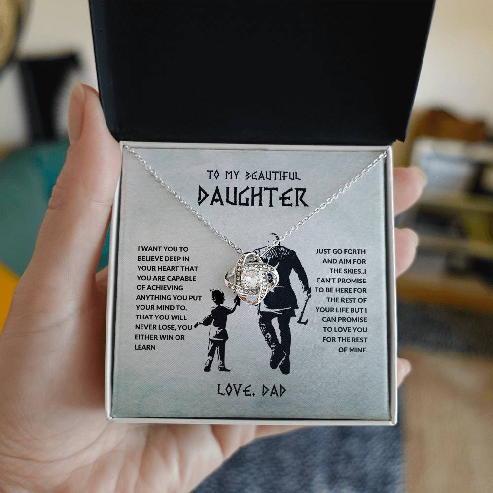 To My Beautiful Daughter I Want You To Believe Deep In Your Heart From Dad Love Knot Necklace - StarShineBox -