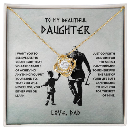 To My Beautiful Daughter I Want You To Believe Deep In Your Heart From Dad Love Knot Necklace - StarShineBox -