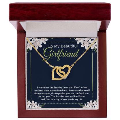To My Beautiful Girlfriend- I remember the first day I met you Interlocking Hearts necklace - StarShineBox -