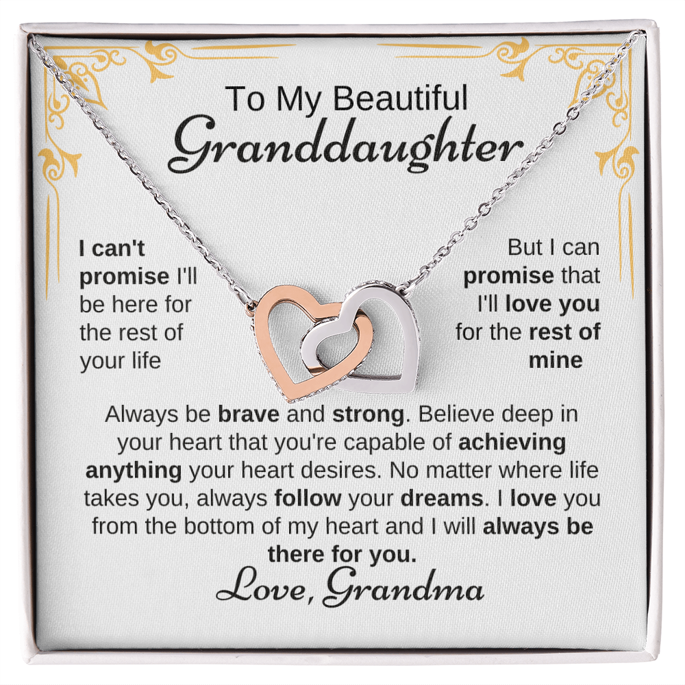To My Beautiful Granddaughter Always Be Brave And Strong  Interlocking Hearts necklace - Starshine Box 