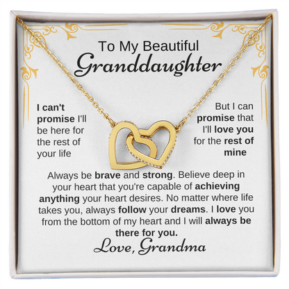 To My Beautiful Granddaughter Always Be Brave And Strong  Interlocking Hearts necklace - Starshine Box 