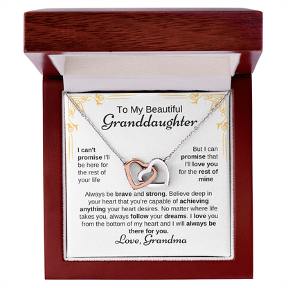 To My Beautiful Granddaughter Always Be Brave And Strong  Interlocking Hearts necklace - Starshine Box 