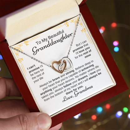To My Beautiful Granddaughter Always Be Brave And Strong  Interlocking Hearts necklace - Starshine Box 