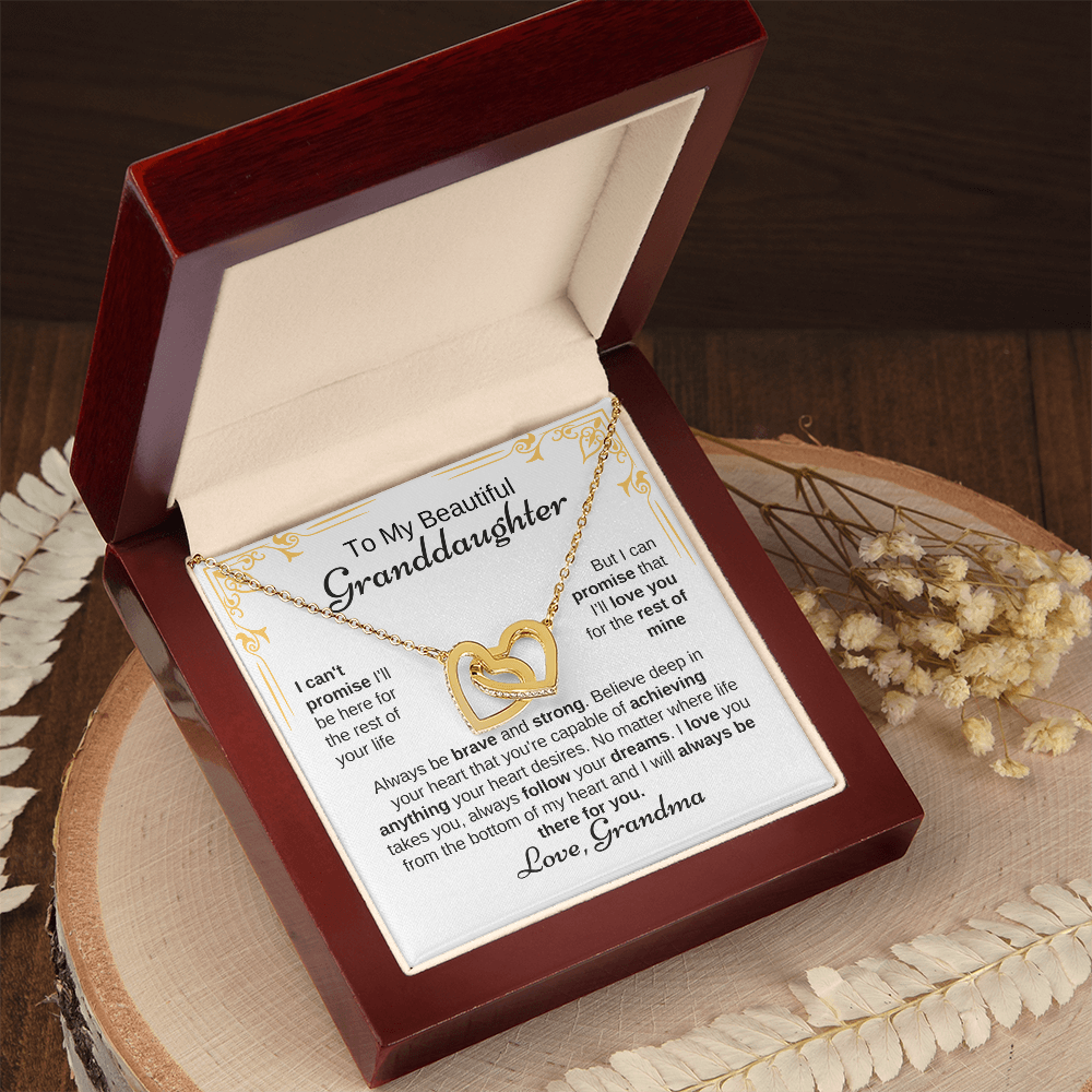 To My Beautiful Granddaughter Always Be Brave And Strong  Interlocking Hearts necklace - Starshine Box 