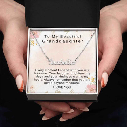 To My Beautiful Granddaughter Every moment I spend with you is a treasure Personalized Name Necklace