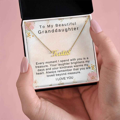 To My Beautiful Granddaughter Every moment I spend with you is a treasure Personalized Name Necklace