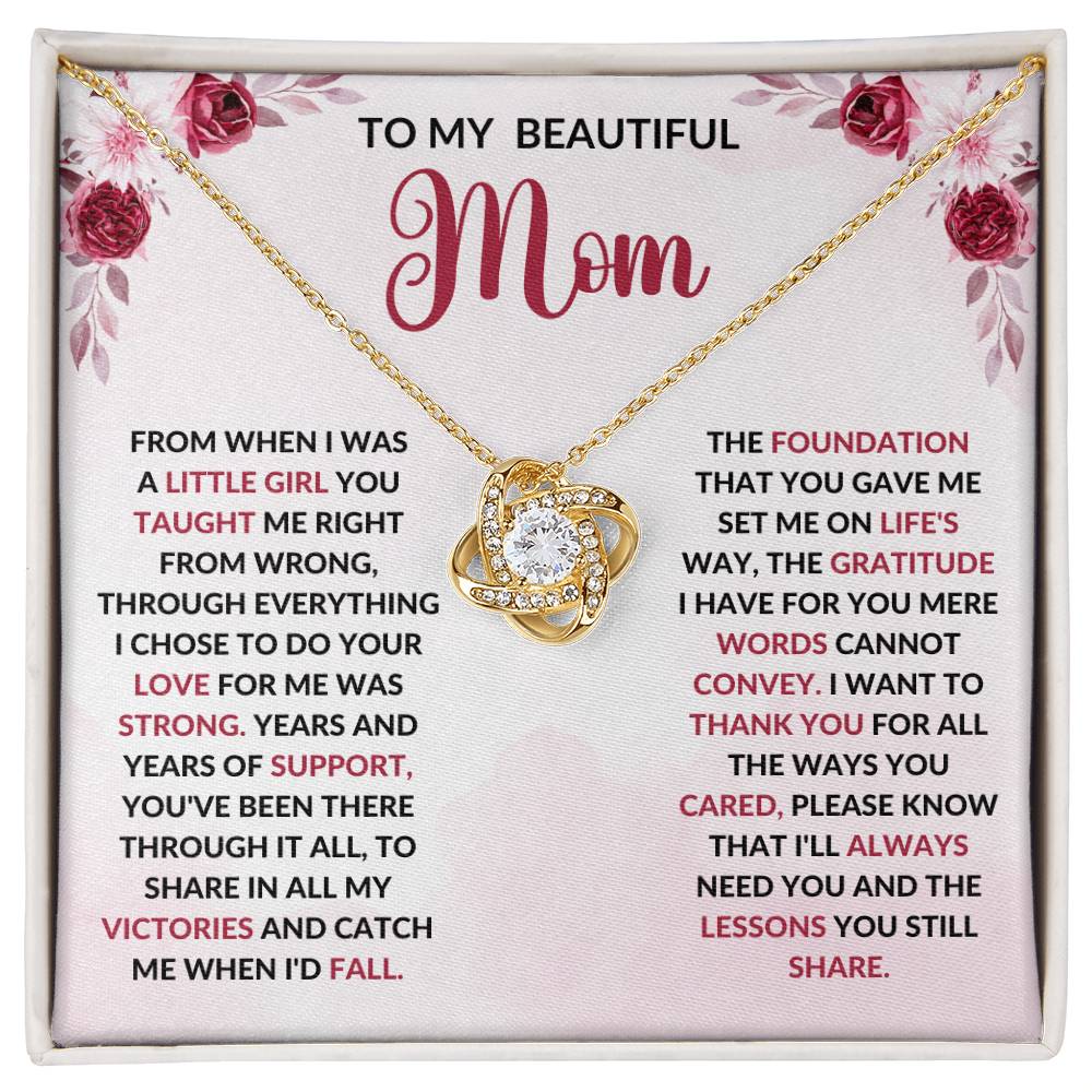 To My Beautiful Mom - From When I Was A Little Girl Love Knot Necklace - Starshine Box 