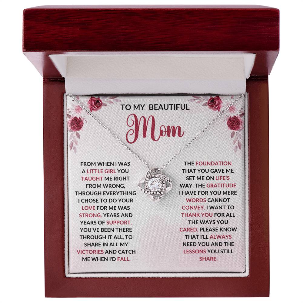 To My Beautiful Mom - From When I Was A Little Girl Love Knot Necklace - Starshine Box 