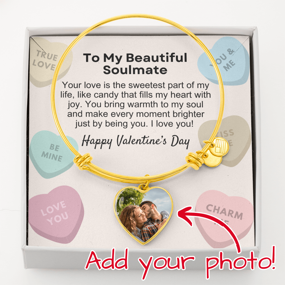 To My Beautiful Soulmate - Your love is the sweetest part of my life Personalized Luxury Heart Bangle - Starshine Box 