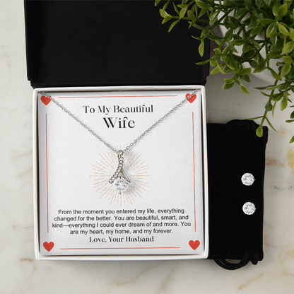 To My Beautiful Wife From The Moment You Entered My Life -  Alluring Beauty Necklace & Earring Set - StarShineBox -