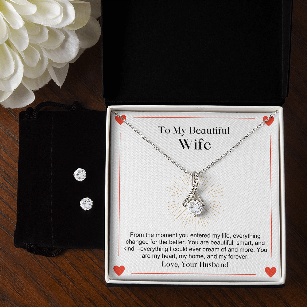 To My Beautiful Wife From The Moment You Entered My Life -  Alluring Beauty Necklace & Earring Set - StarShineBox -