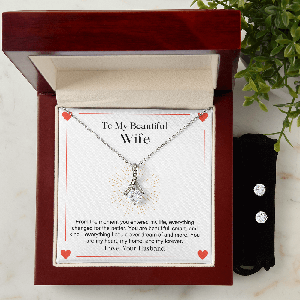 To My Beautiful Wife From The Moment You Entered My Life -  Alluring Beauty Necklace & Earring Set - StarShineBox -