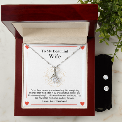 To My Beautiful Wife From The Moment You Entered My Life -  Alluring Beauty Necklace & Earring Set - StarShineBox -