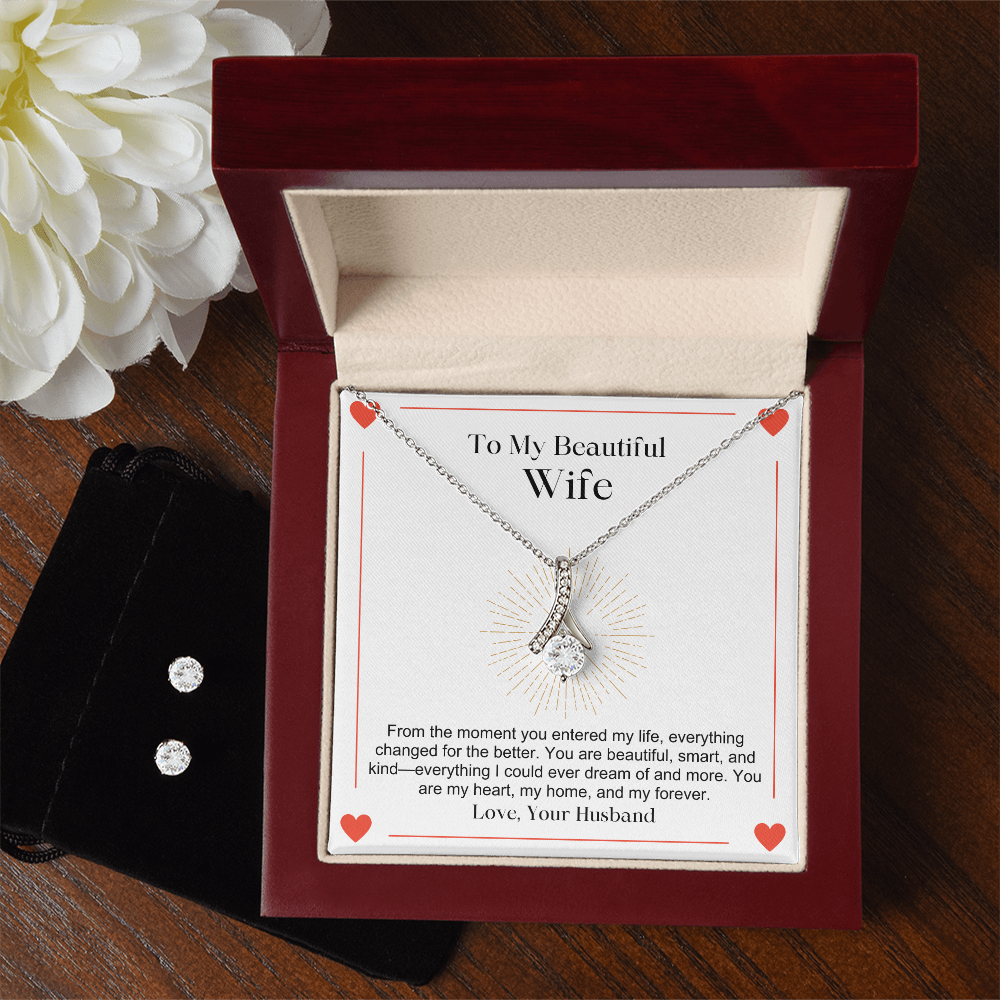 To My Beautiful Wife From The Moment You Entered My Life -  Alluring Beauty Necklace & Earring Set - StarShineBox -