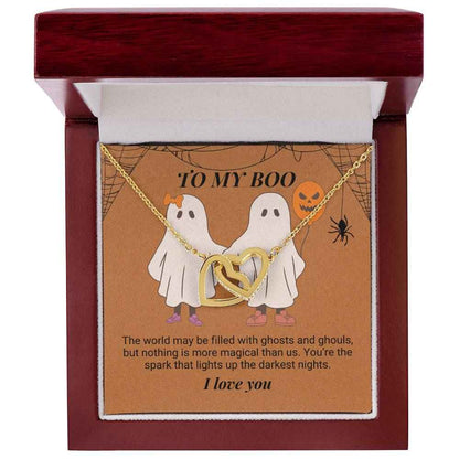 To My Boo The world may be filled with ghosts and ghouls Interlocking Hearts Necklace