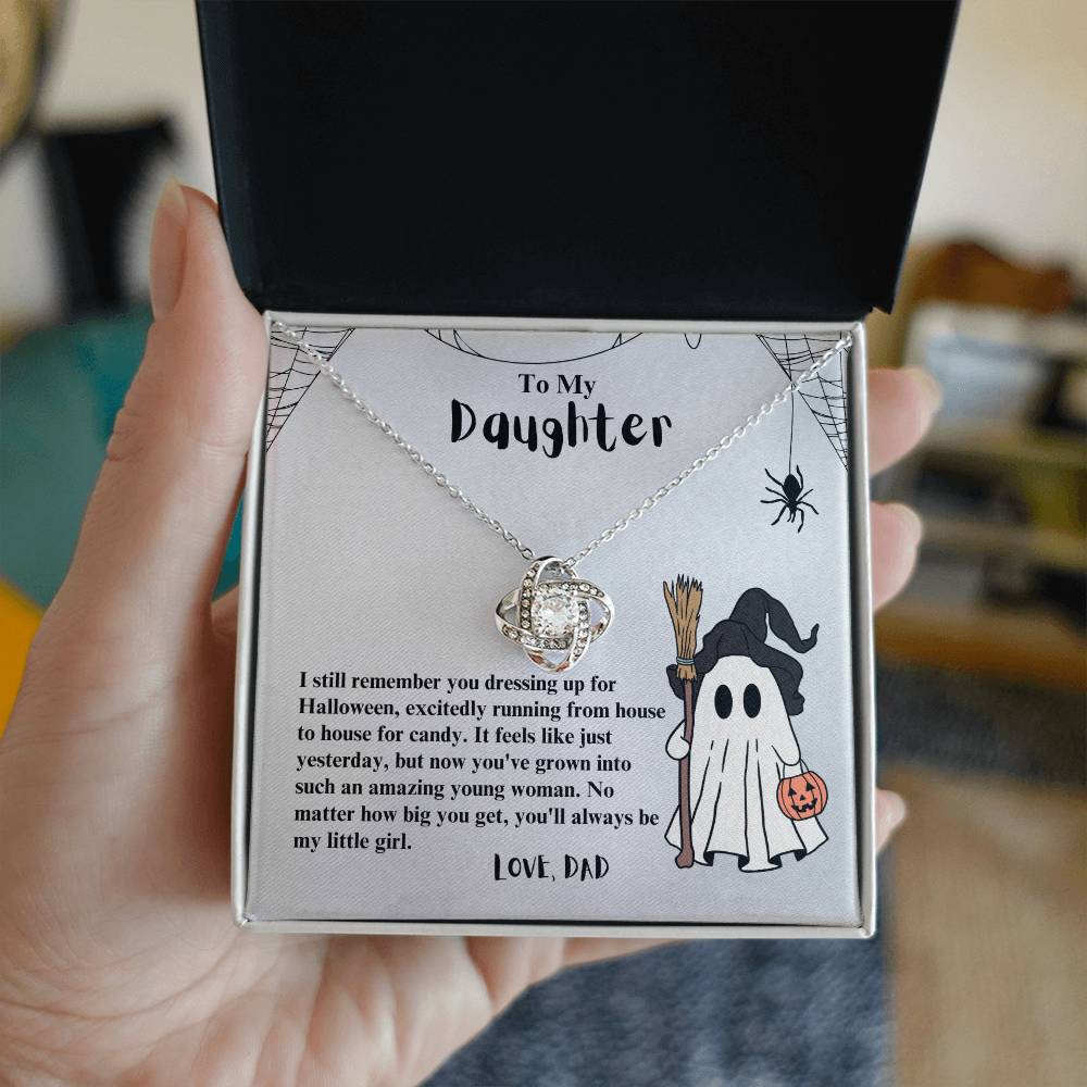 To My Daughter I still remember you dressing up for Halloween Love Knot Necklace - StarShineBox -