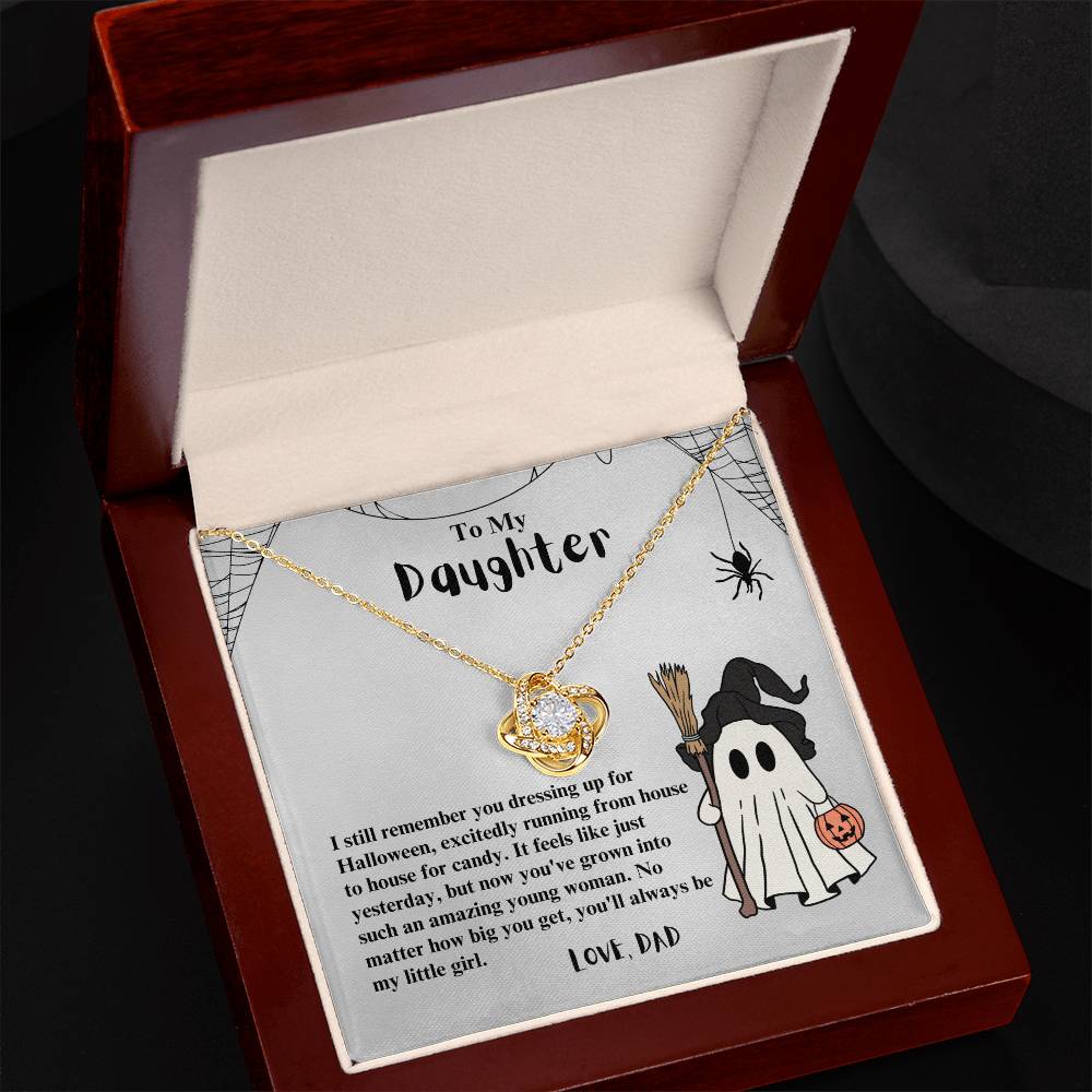 To My Daughter I still remember you dressing up for Halloween Love Knot Necklace - StarShineBox -