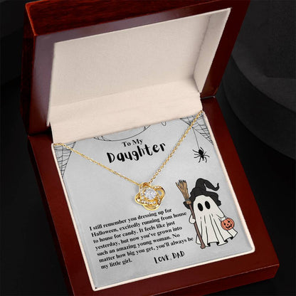 To My Daughter I still remember you dressing up for Halloween Love Knot Necklace - StarShineBox -
