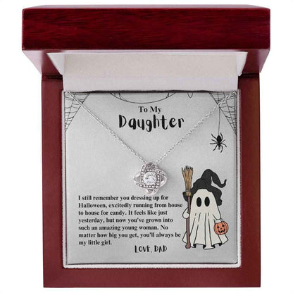 To My Daughter I still remember you dressing up for Halloween Love Knot Necklace