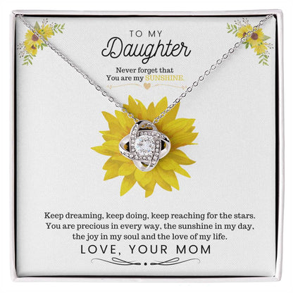 To My Daughter Never Forget That You Are My Sunshine From Mom  Love Knot Necklace - StarShineBox -