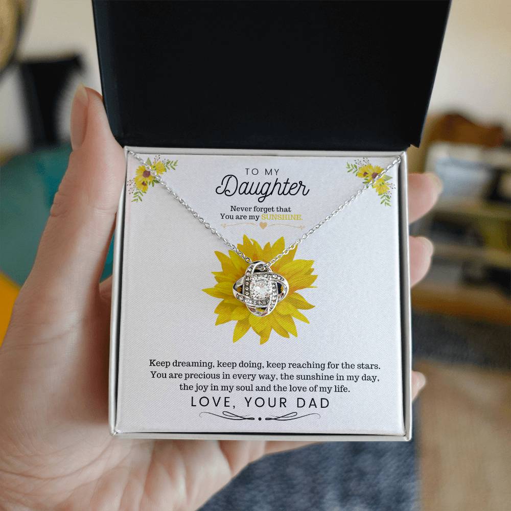 To My Daughter Never Forget That You Are My Sunshine Love Knot Necklace - StarShineBox -