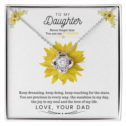 To My Daughter Never Forget That You Are My Sunshine Love Knot Necklace