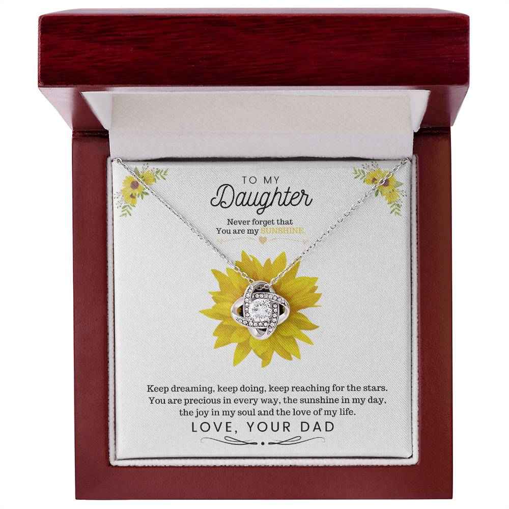 To My Daughter Never Forget That You Are My Sunshine Love Knot Necklace