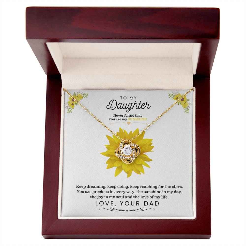 To My Daughter Never Forget That You Are My Sunshine Love Knot Necklace