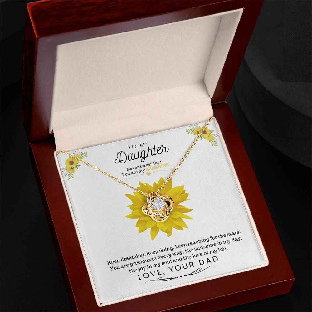 To My Daughter Never Forget That You Are My Sunshine Love Knot Necklace