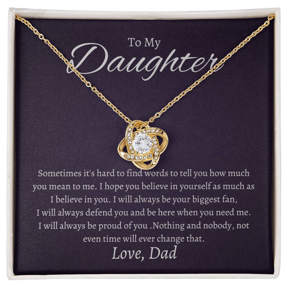 To My Daughter Sometimes it's hard to find words to tell you how much you mean to me Love Knot Necklace - StarShineBox -