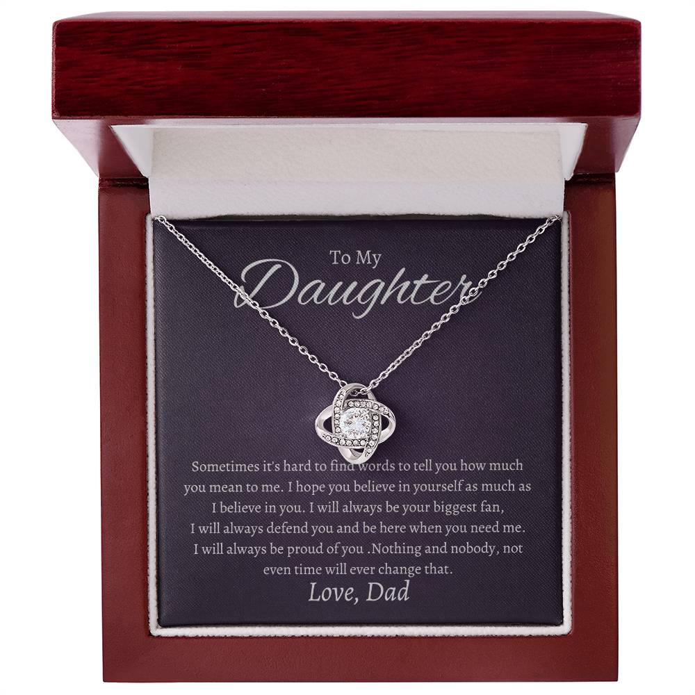 To My Daughter Sometimes it's hard to find words to tell you how much you mean to me Love Knot Necklace - StarShineBox -