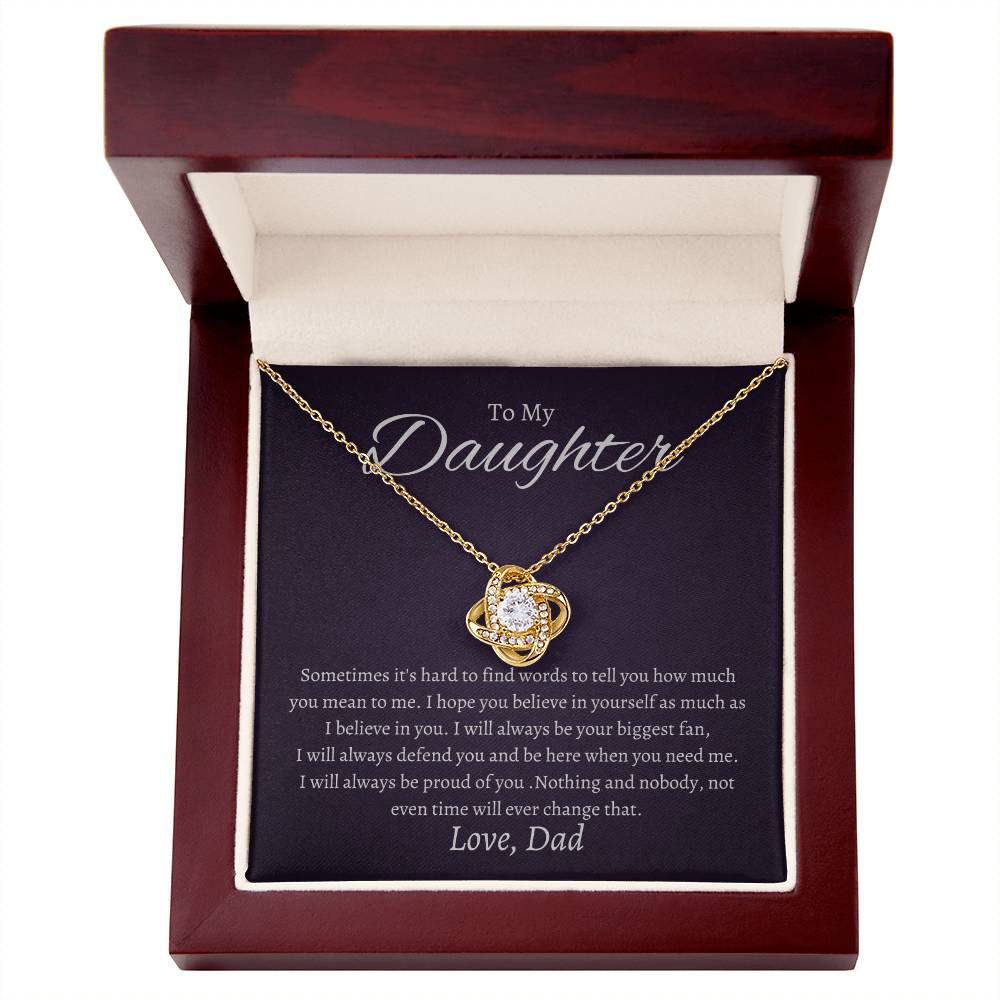 To My Daughter Sometimes it's hard to find words to tell you how much you mean to me Love Knot Necklace - StarShineBox -