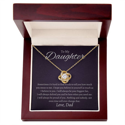 To My Daughter Sometimes it's hard to find words to tell you how much you mean to me Love Knot Necklace - StarShineBox -