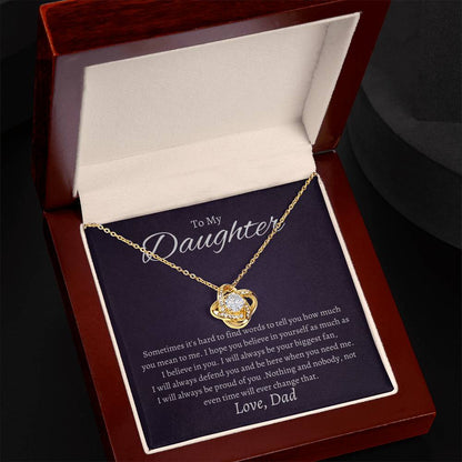 To My Daughter Sometimes it's hard to find words to tell you how much you mean to me Love Knot Necklace - StarShineBox -