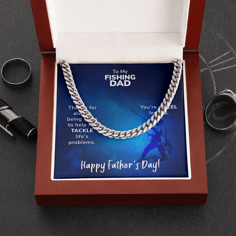 To My Fishing Dad- Thanks for always being there Cubin Link Chain - Starshine Box 