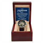 To My GrandSon - I thank The LORD for giving me such Men's Openwork Watch With Mahogany Box - StarShineBox -