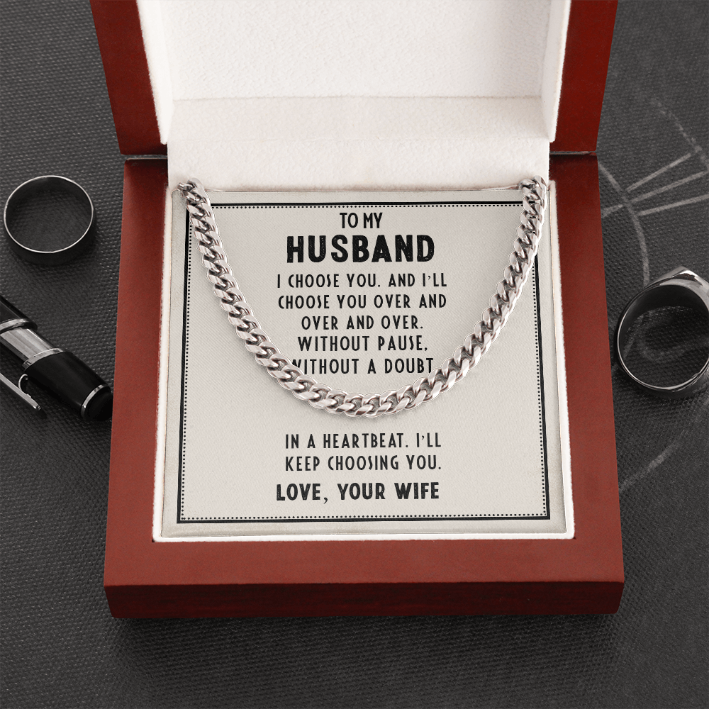 To My Husband- I choose you Cubin Link Chain - StarShineBox -