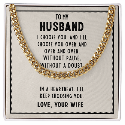 To My Husband- I choose you Cubin Link Chain - Starshine Box 