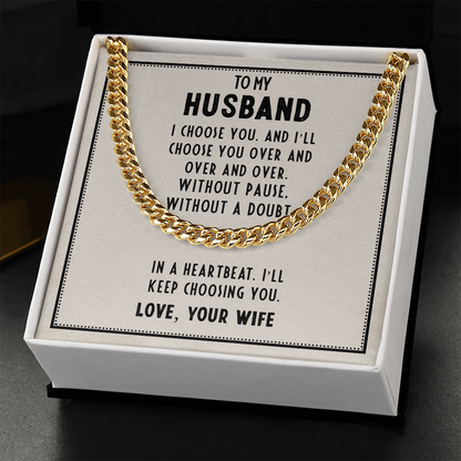 To My Husband- I choose you Cubin Link Chain - Starshine Box 