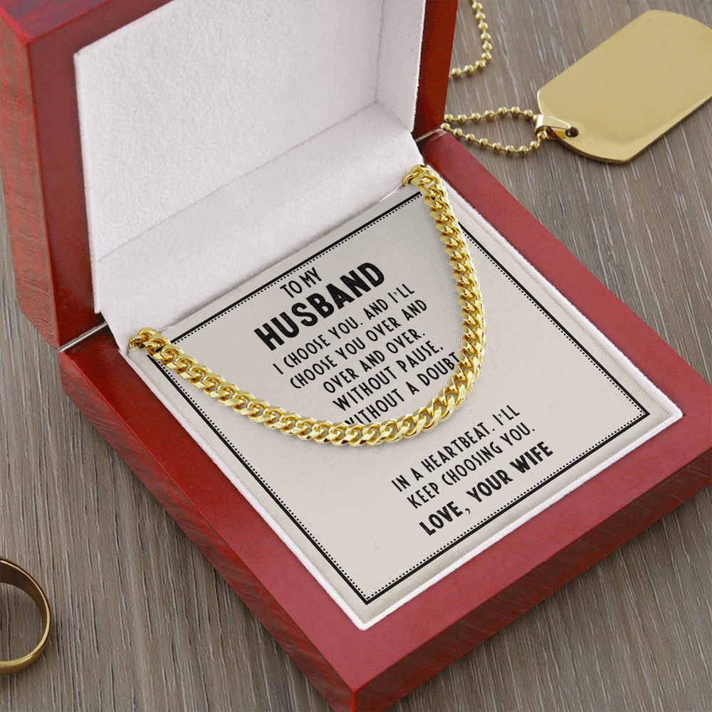 To My Husband- I choose you Cubin Link Chain - Starshine Box 
