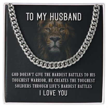 To My Husband- Toughest Warrior Cubin Link Chain - Starshine Box 