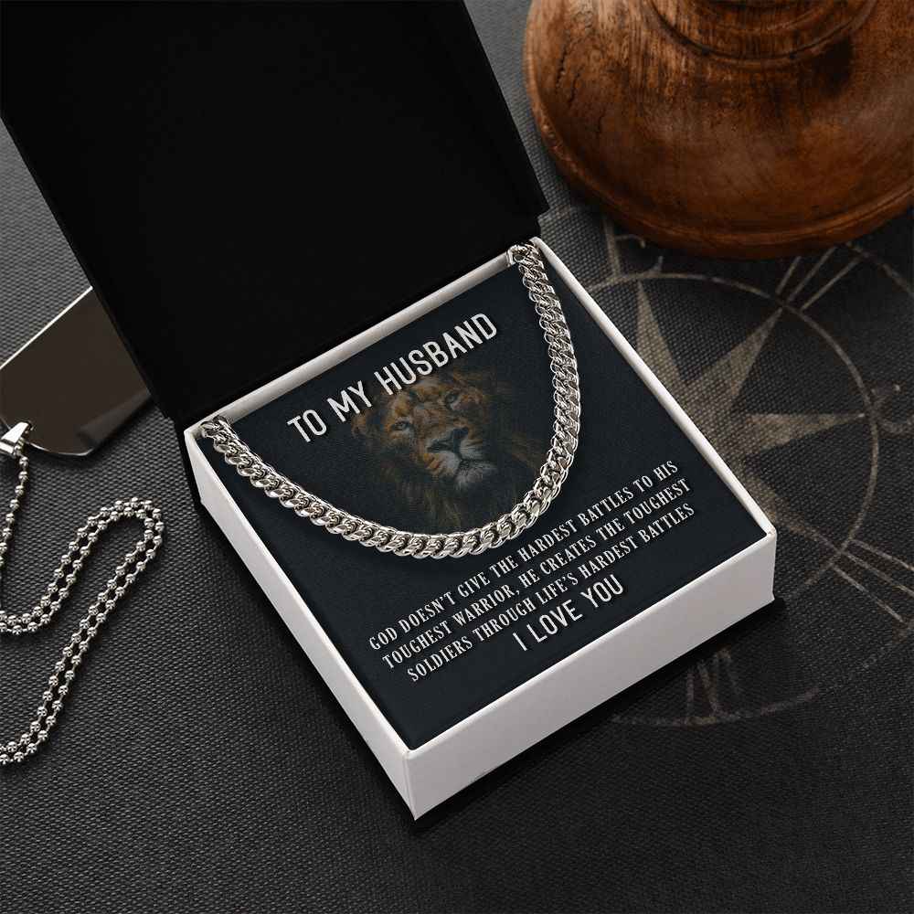 To My Husband- Toughest Warrior Cubin Link Chain