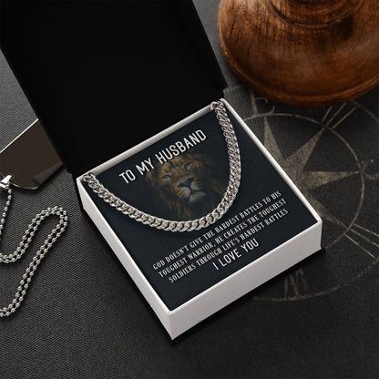 To My Husband- Toughest Warrior Cubin Link Chain - Starshine Box 