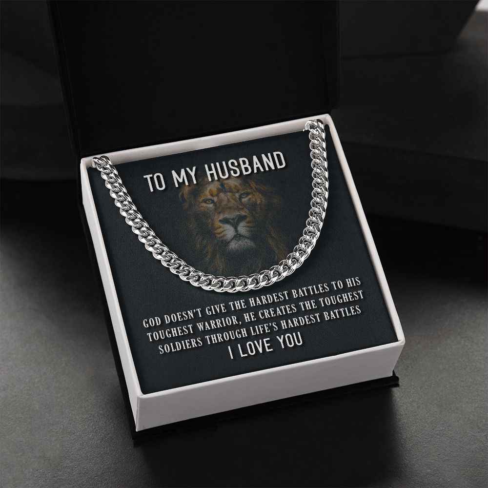 To My Husband- Toughest Warrior Cubin Link Chain