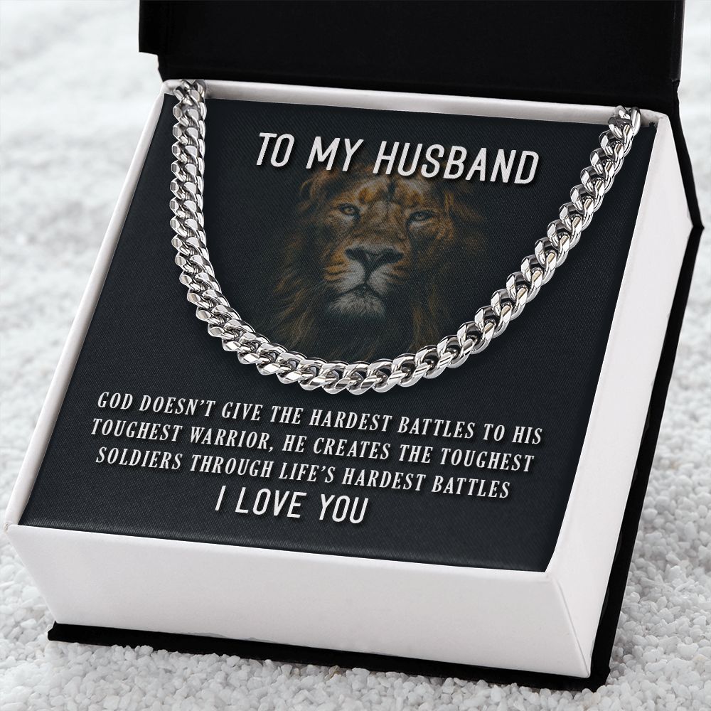 To My Husband- Toughest Warrior Cubin Link Chain - Starshine Box 