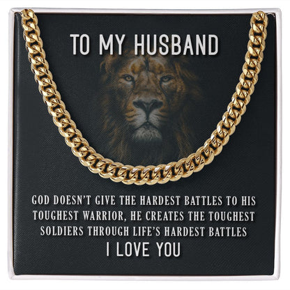 To My Husband- Toughest Warrior Cubin Link Chain - Starshine Box 