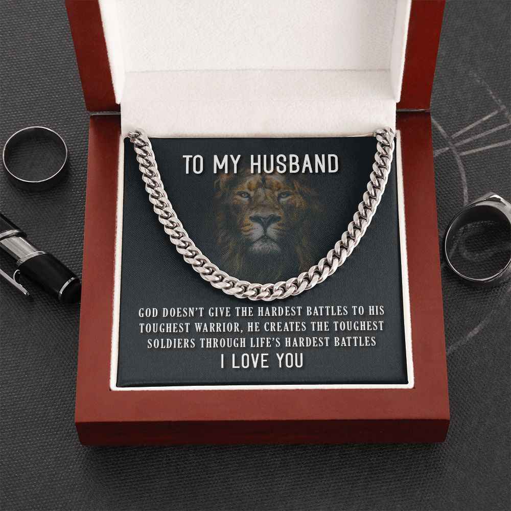 To My Husband- Toughest Warrior Cubin Link Chain