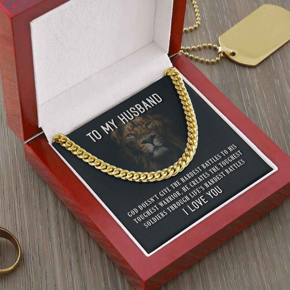 To My Husband- Toughest Warrior Cubin Link Chain